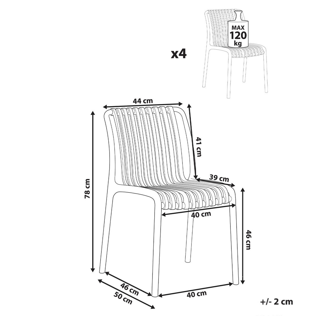 GARTENSTUHL 4er-Set Hellgrün Ariccia - Hellgrün, Kunststoff (45/78/50cm) - Beliani