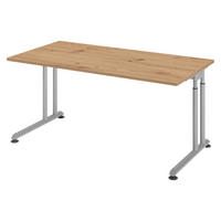 SCHREIBTISCH Serie-Z 80/160/74 cm in Wildeiche/Silberfarben - Wildeiche/Silberfarben, Holzwerkstoff (80/160/74cm) - bümö