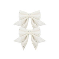 WEIHNACHTSSCHLEIFEN-SET 2-teilig Weiß, 12 × 13 cm, Stoff - Weiß, Kunststoff (12/13/1cm) - LAALU