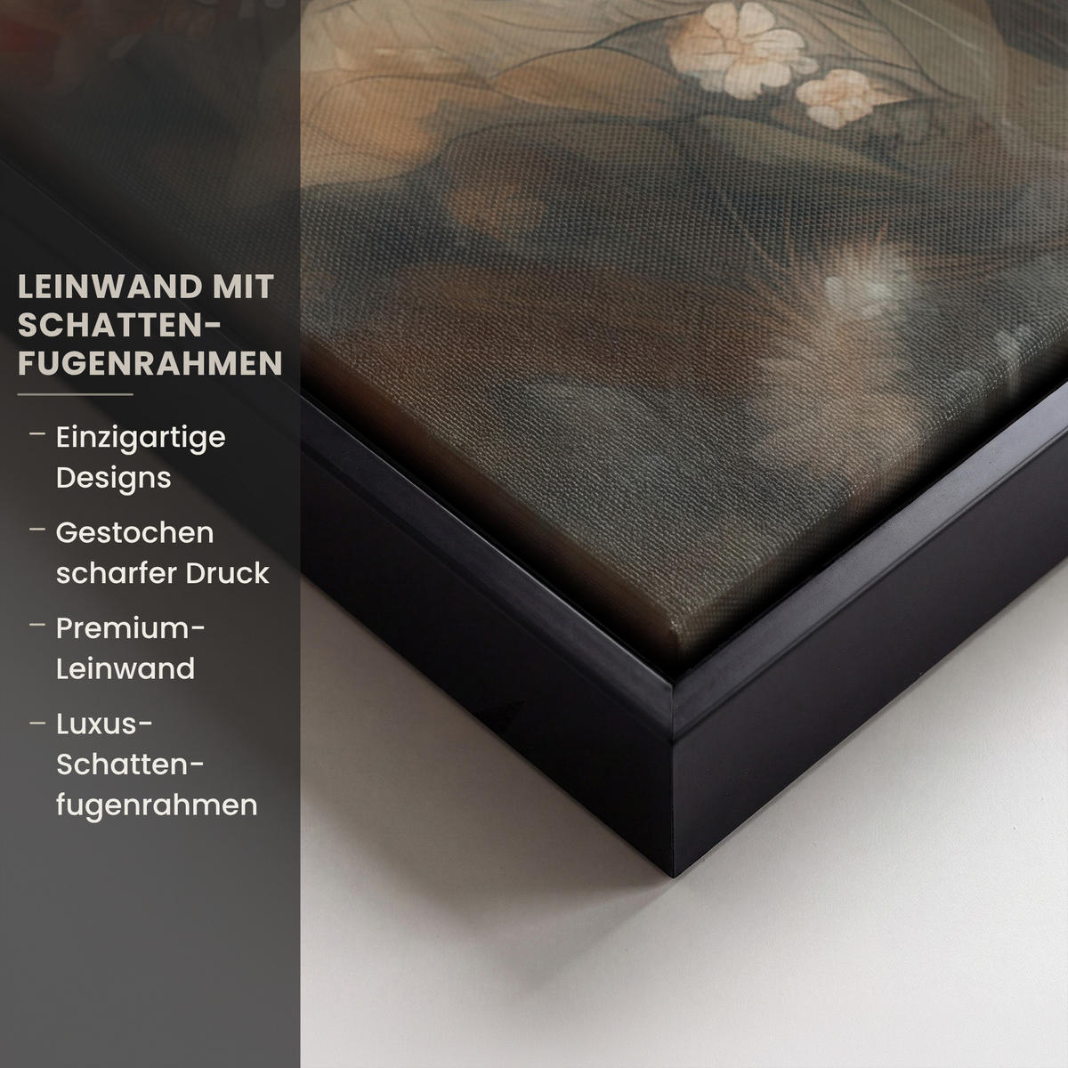LEINWAND Bilder mit Rahmen - Löwe - Wildtiere - Pflanzen - Natur - Blumen - 70x50 - Beige, Textil (70/50cm) - MuchoWow