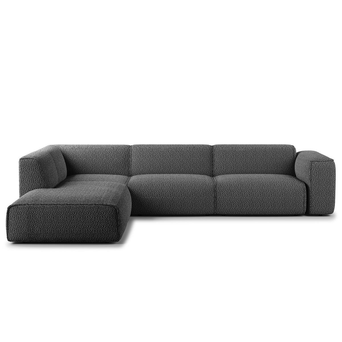 3-SITZER ECKSOFA mit Recamiere - Anthrazit/Schwarz, Kunststoff/Textil (295/231cm) - home24