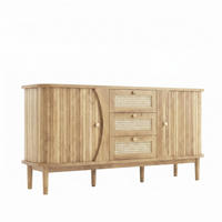 SIDEBOARD in Naturfarben mit Schiebetüren und Schubladen für Wohnzimmer, B140.5/T40/H76 cm - Naturfarben, Holzwerkstoff (140.5/76/40cm) - STILVORA