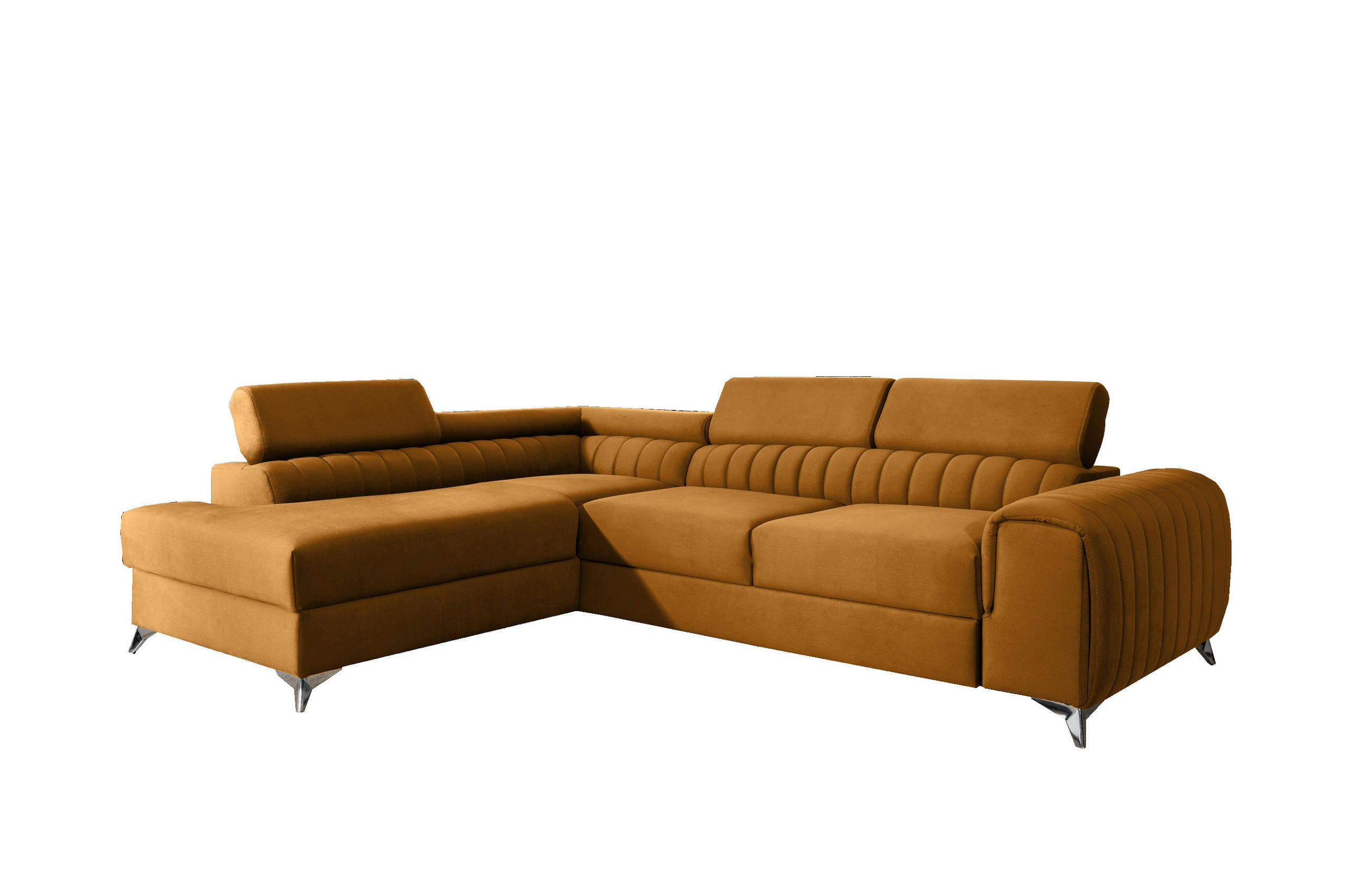 ECKSOFA - OLIVIER (Links, Gelb) - Gelb, Textil (275/205cm) - Möblo