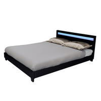 BETT CARDIFF 160x200, LED-Beleuchtung + 1 Lattenrost / Schwarz - Schwarz, Holzwerkstoff (160/200cm) - Weber Industries