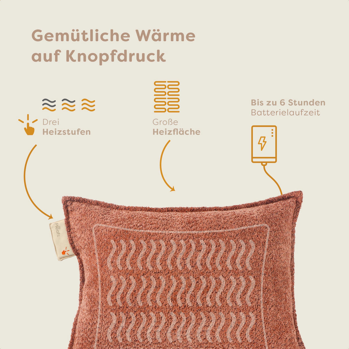 HEIZKISSEN Boho 45x60cm Spicy Mix - Cognac, Textil (45/60cm) - Pleafs