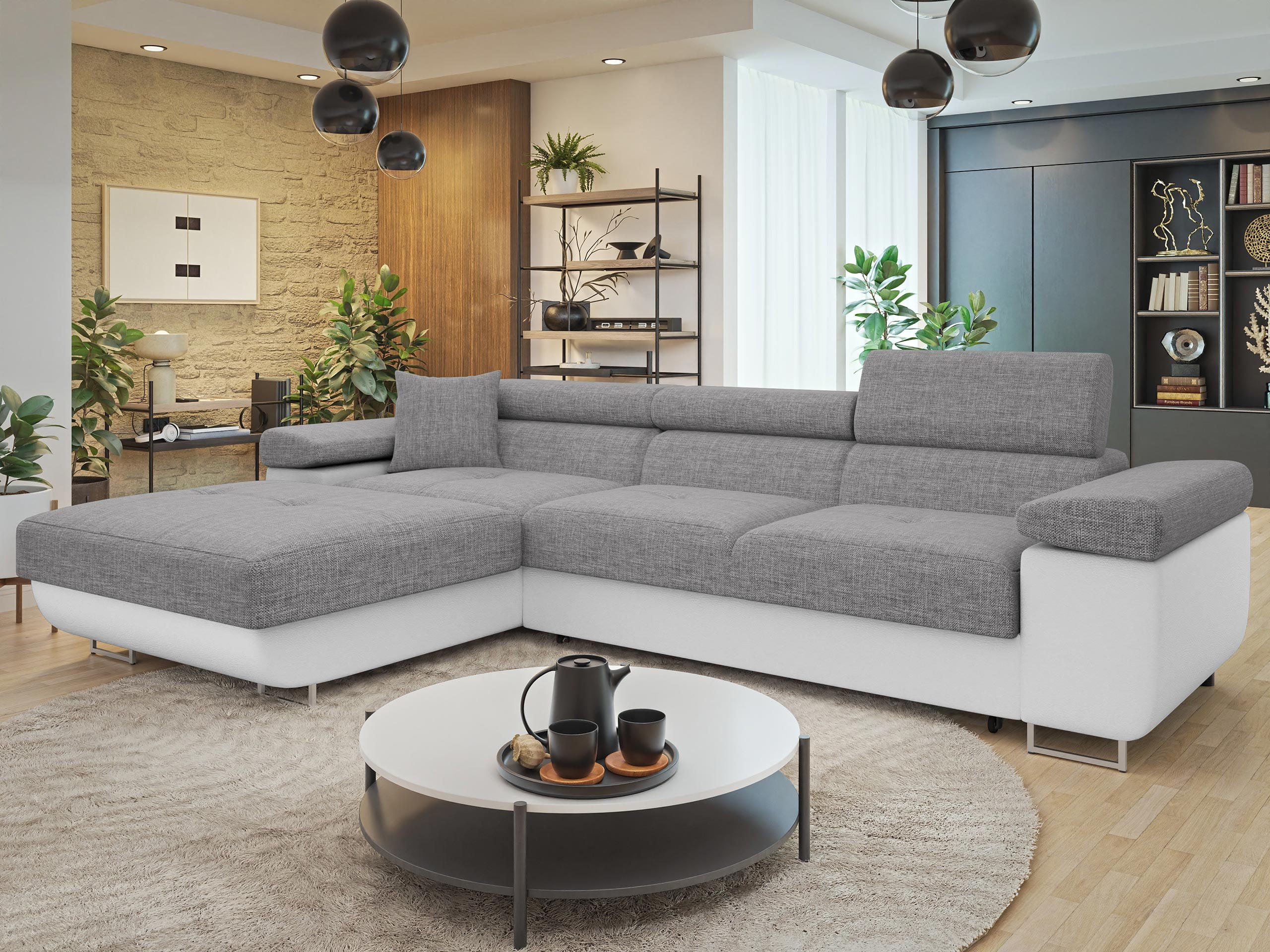 ECKSOFA Torezio Mini, Seite: Links - Graphitfarben, Holz/Textil (280/170cm) - MIRJAN24