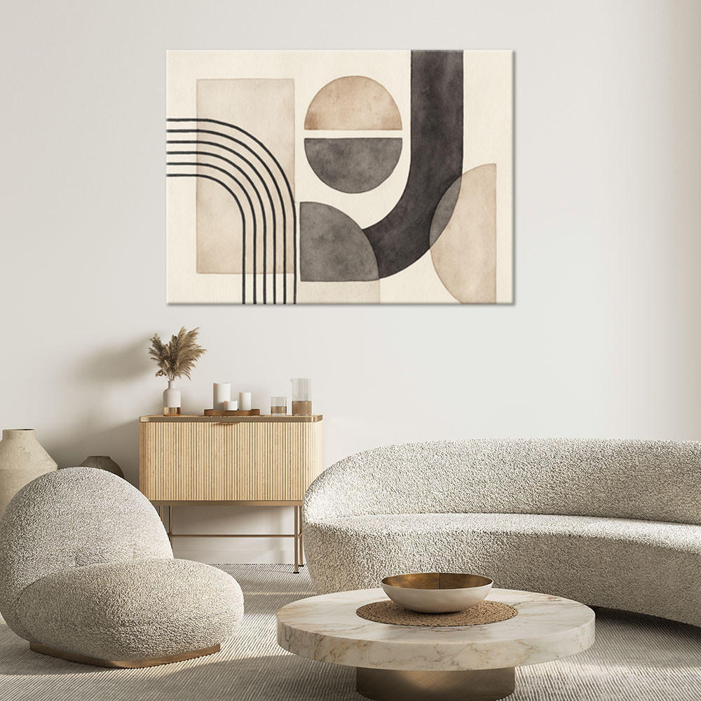 LEINWANDBILD Geometrische Formen Aquarell 120x80cm - Beige, Textil (120/80cm) - Feeby