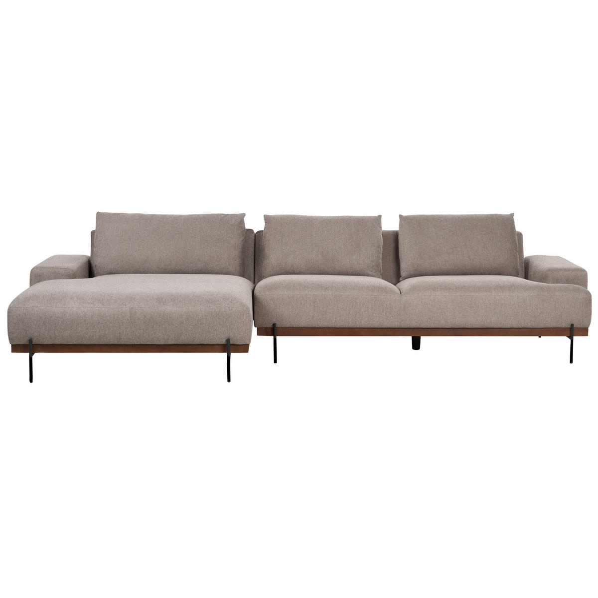 3-SITZER-ECKSOFA hellbraun linksseitig Mariferd - Hellbraun/Dunkelbraun, Textil (316/146cm) - Beliani