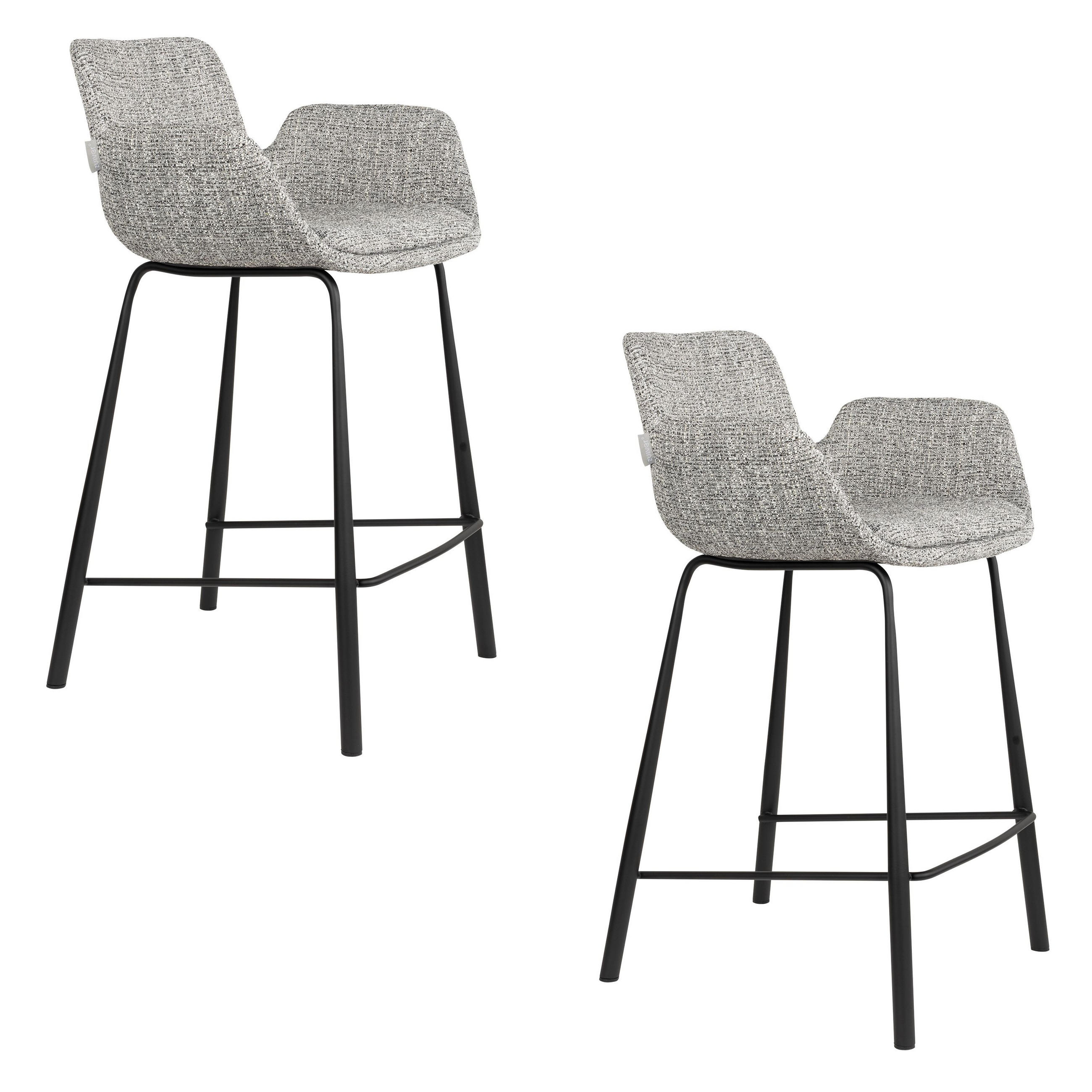 BARHOCKER Brit Rückenlehne 67,5 cm Grau - 2 er Set - Grau, Kunststoff (57/91.5/54cm) - Zuiver