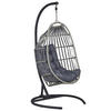 HÄNGESESSEL mit Gestell PE Rattan dunkelgrau 105 cm Sesia - Dunkelbraun, Textil (105/198/105cm) - Beliani