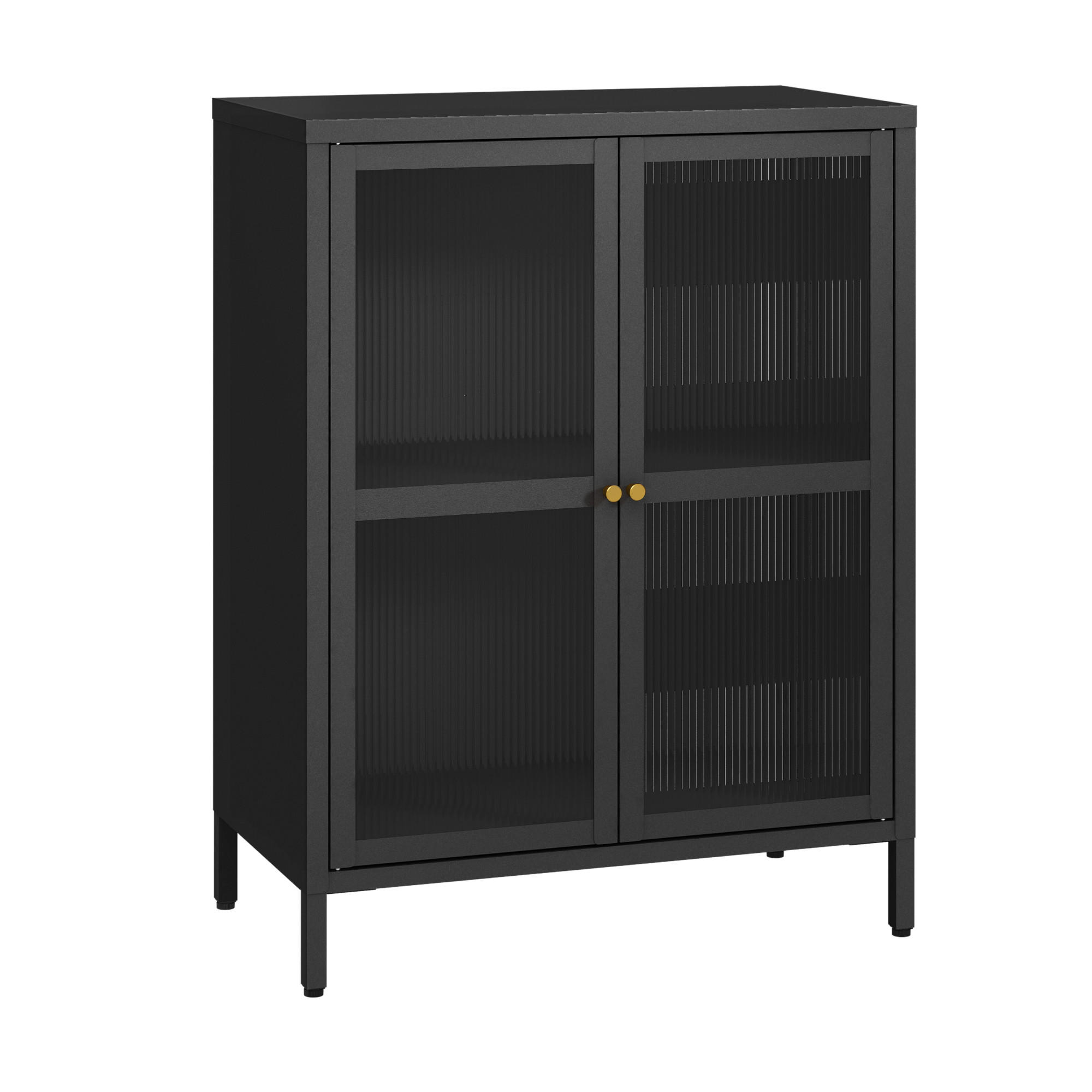 VITRINE Säkylä - Schwarz, Glas/Metall (64/84/35cm) - [en.casa]
