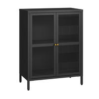 VITRINE Säkylä - Schwarz, Glas/Metall (64/84/35cm) - [en.casa]
