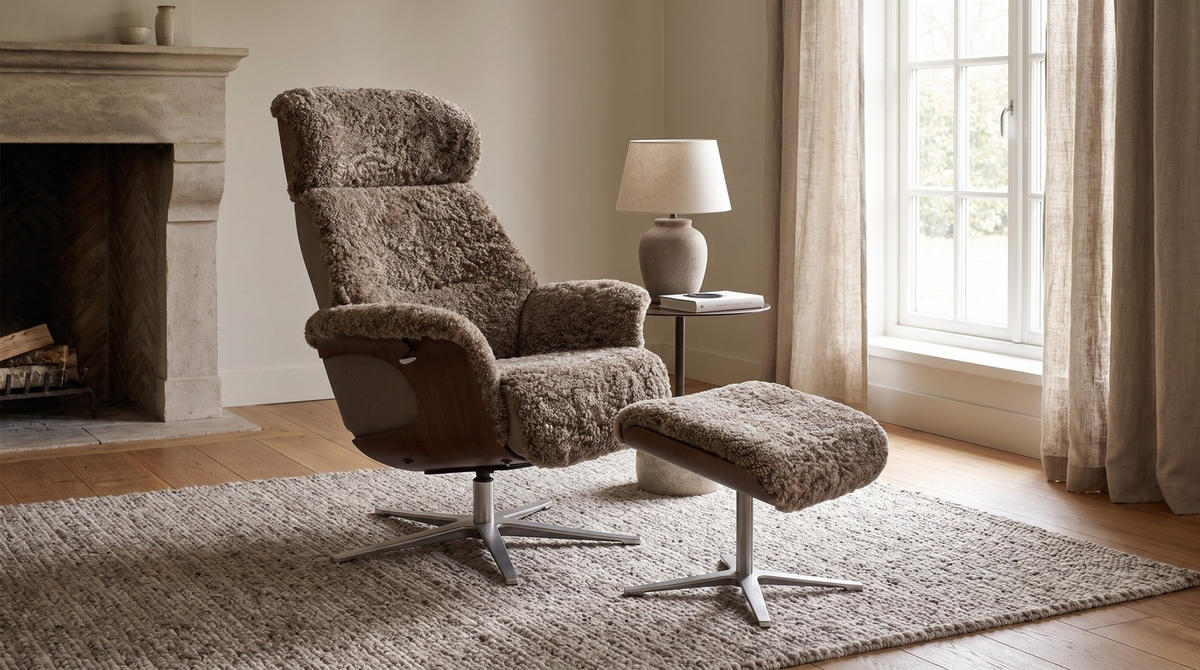 RELAXSESSEL TOSAR Grau Schaffell Relaxfunktion - Silberfarben/Grau, Naturmaterialien/Fell (83/110/89cm) - KAWOLA