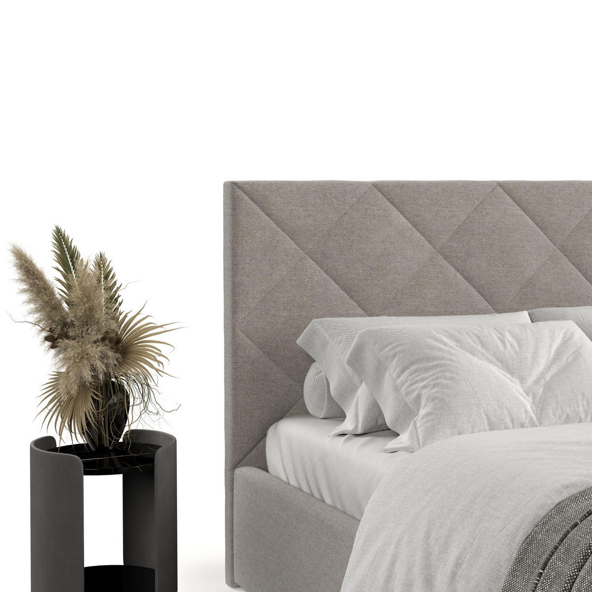 POLSTERBETT Torno 160/200 cm Beige im Asti Stoff - Beige/Schwarz, Holz/Holzwerkstoff (160/200cm) - AltaBeds