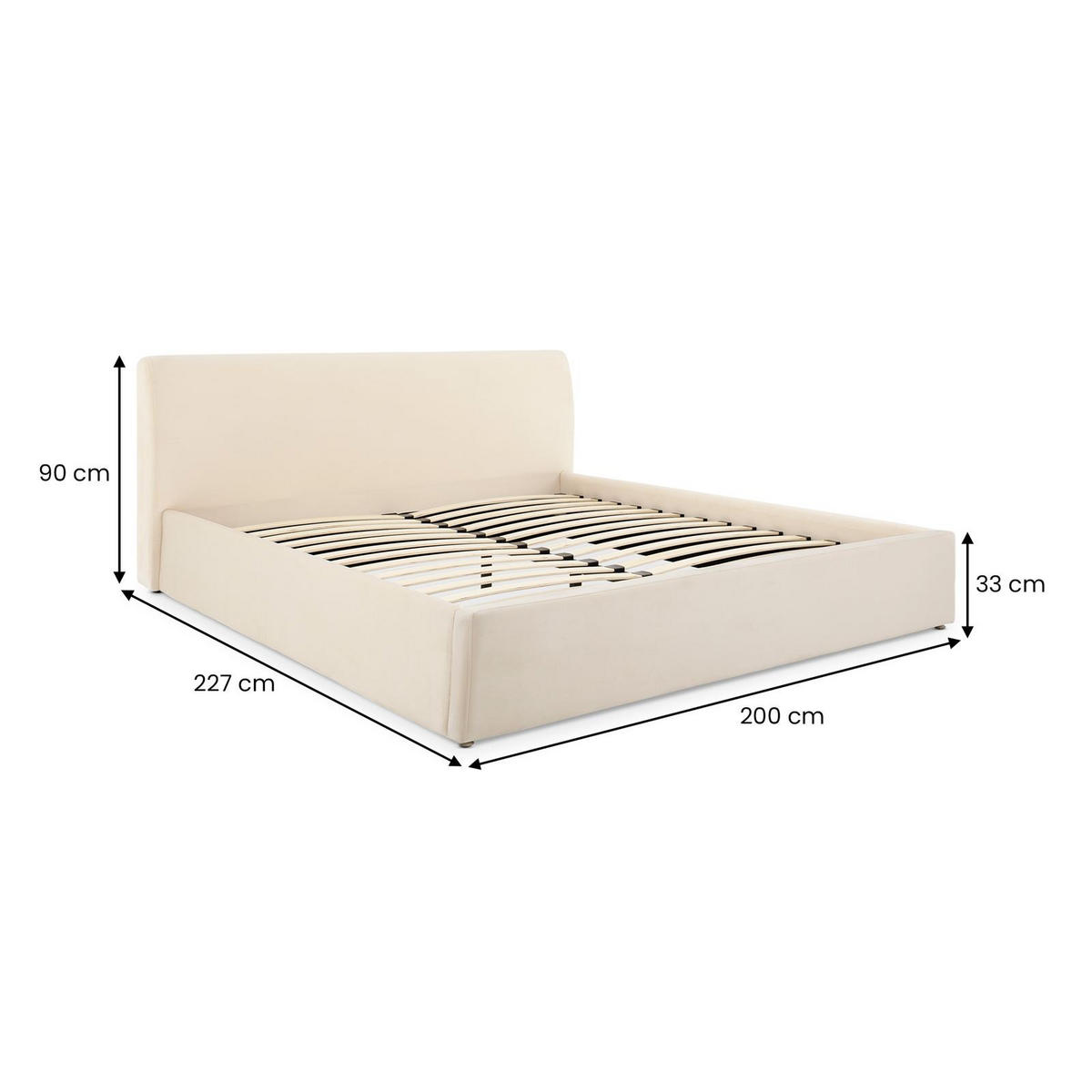 POLSTERBETT DREAM 180X200 CM - Creme, Textil (180/200cm) - IDIMEX