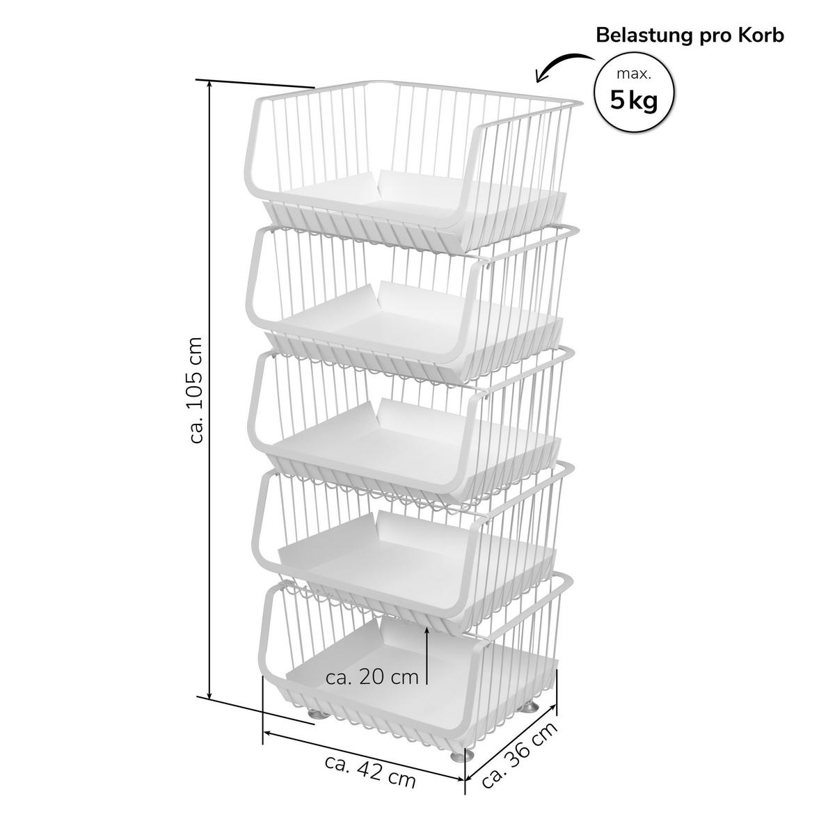 AUFBEWAHRUNGSKÖRBE, weiß, Metall, Kunststoff - Weiß, Metall (42/105/36cm) - bremermann
