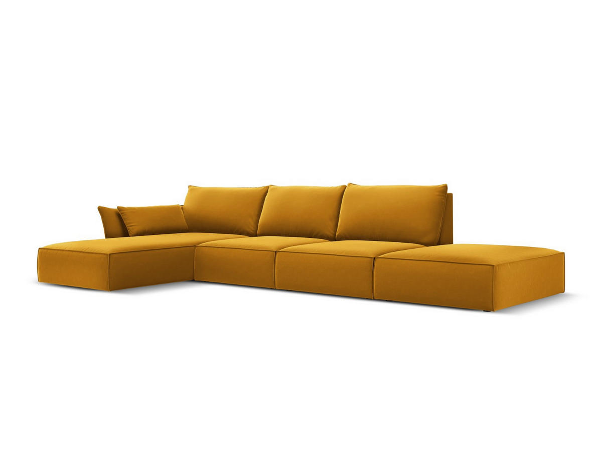 ECKSOFA links Kaelle aus Samt gelb 5 Sitzplätze - Gelb, Textil (171/364cm) - Micadoni