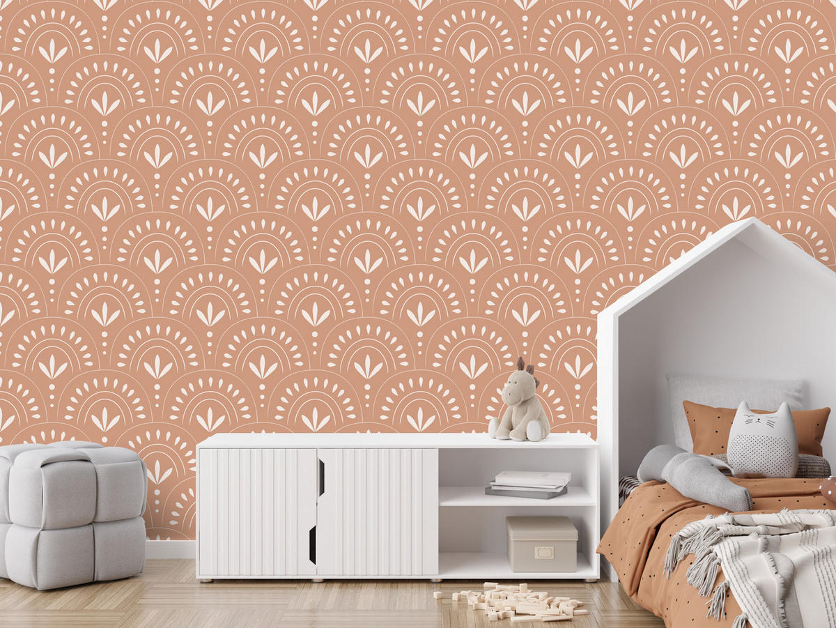 VLIESTAPETE Boho-Ornamente – Terrakotta, Creme – 50x1000 cm - Terracotta/Creme, Papier (50/1000cm) - Muralo
