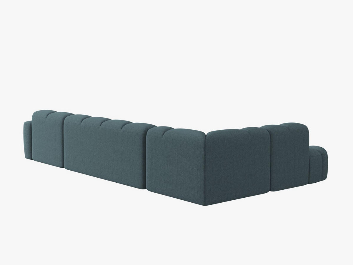 PANORAMASOFA links Lisa aus strukturiertem Stoff hellblau 7 Sitzplätze - Hellblau, Textil (234/77/387cm) - Micadoni