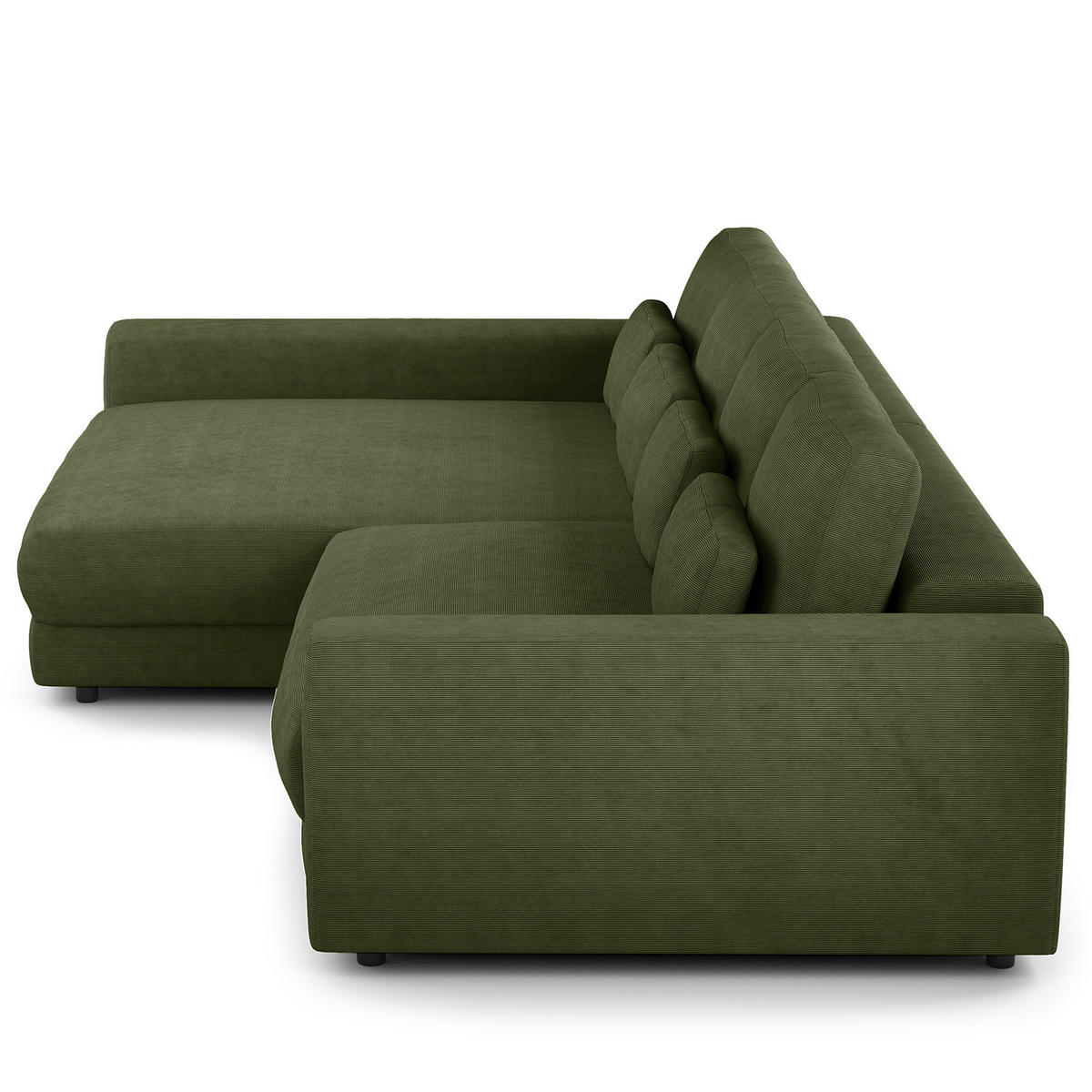 ECKSOFA mit XXL-Longchair - Schwarz/Grün, Kunststoff/Textil (323/182cm) - home24