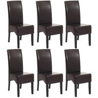 ESSZIMMERSTUHL 6er-Set klassisch und zeitlos 90x43x56cm Sitzhöhe 45cm Leder dunkle Beine Braun - Braun, Leder (43/90/56cm) - CHEFGASTRO