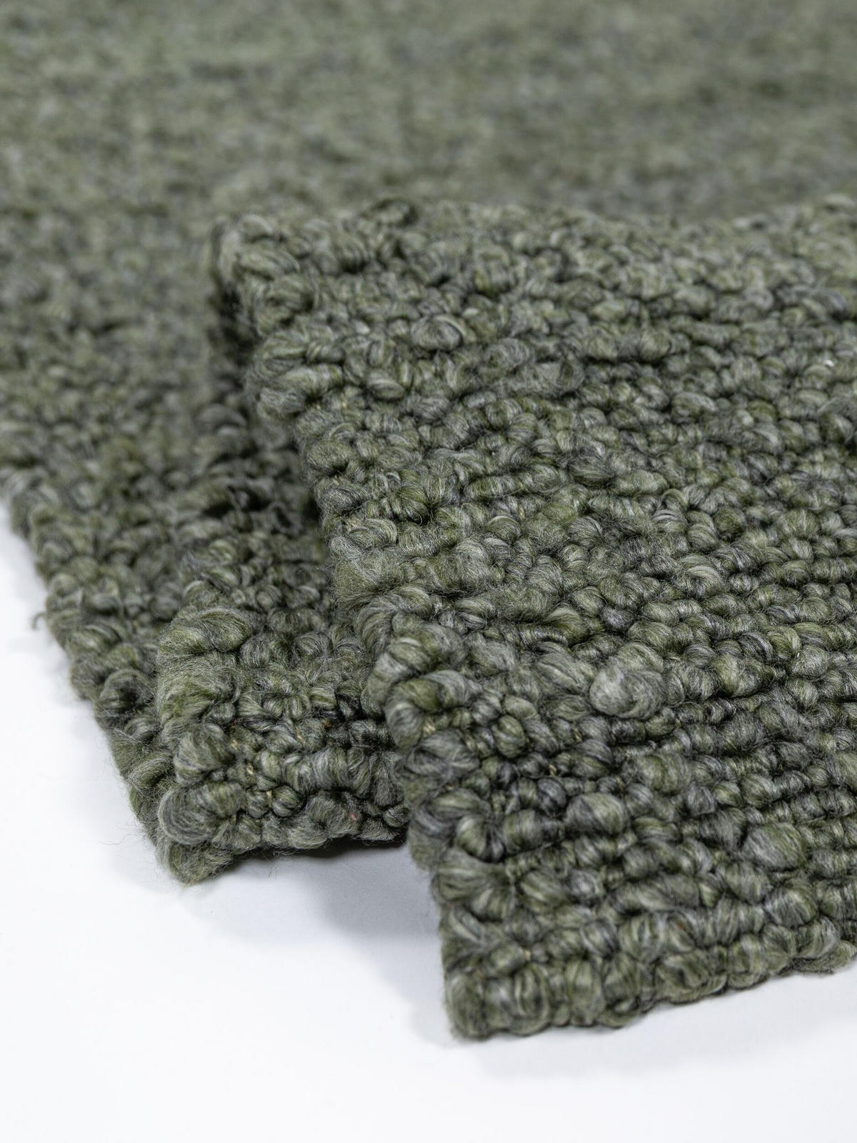 TEPPICH Kurzflor, handgewebt, GLAVEN, in Grün-Grau, Bouclé-Struktur, 120 x 170 cm - Grün, Textil (120/170cm) - KADIMA DESIGN