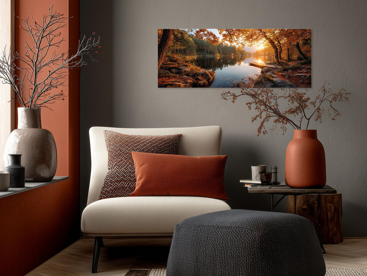 GLASBILD 80x30 cm See Landschaft - Orange, Glas (80/30cm) - artissimo