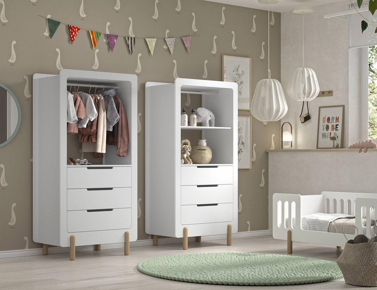 REGALSCHRANK Karyl 88x54x180 aus MDF in der Farbe Weiß - Weiß, Holzwerkstoff (88/180/54cm) - 58aufmkessel