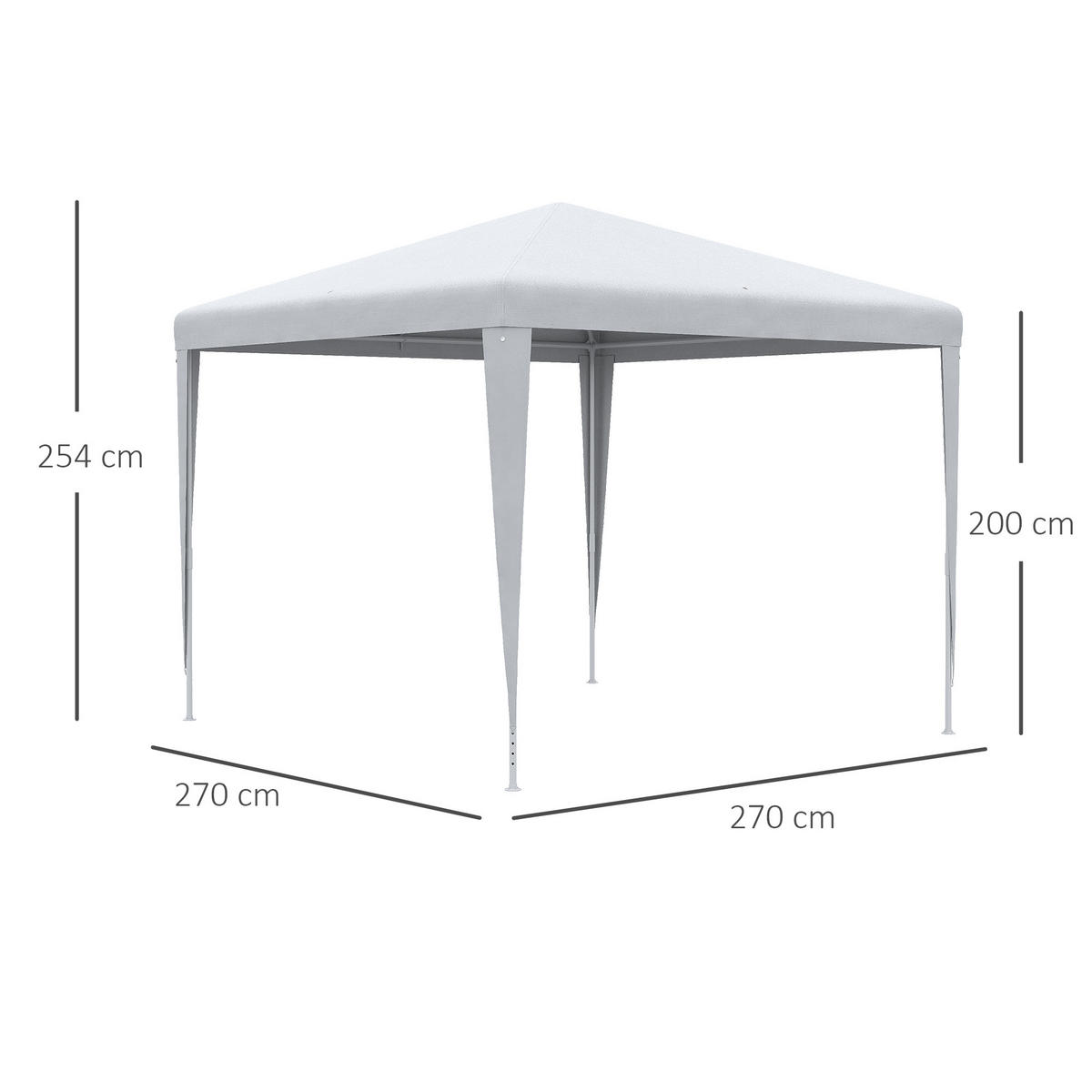 GARTENPAVILLON PE-Plane Stahl Weiß - Weiß, Kunststoff/Metall (270/254/270cm) - Outsunny