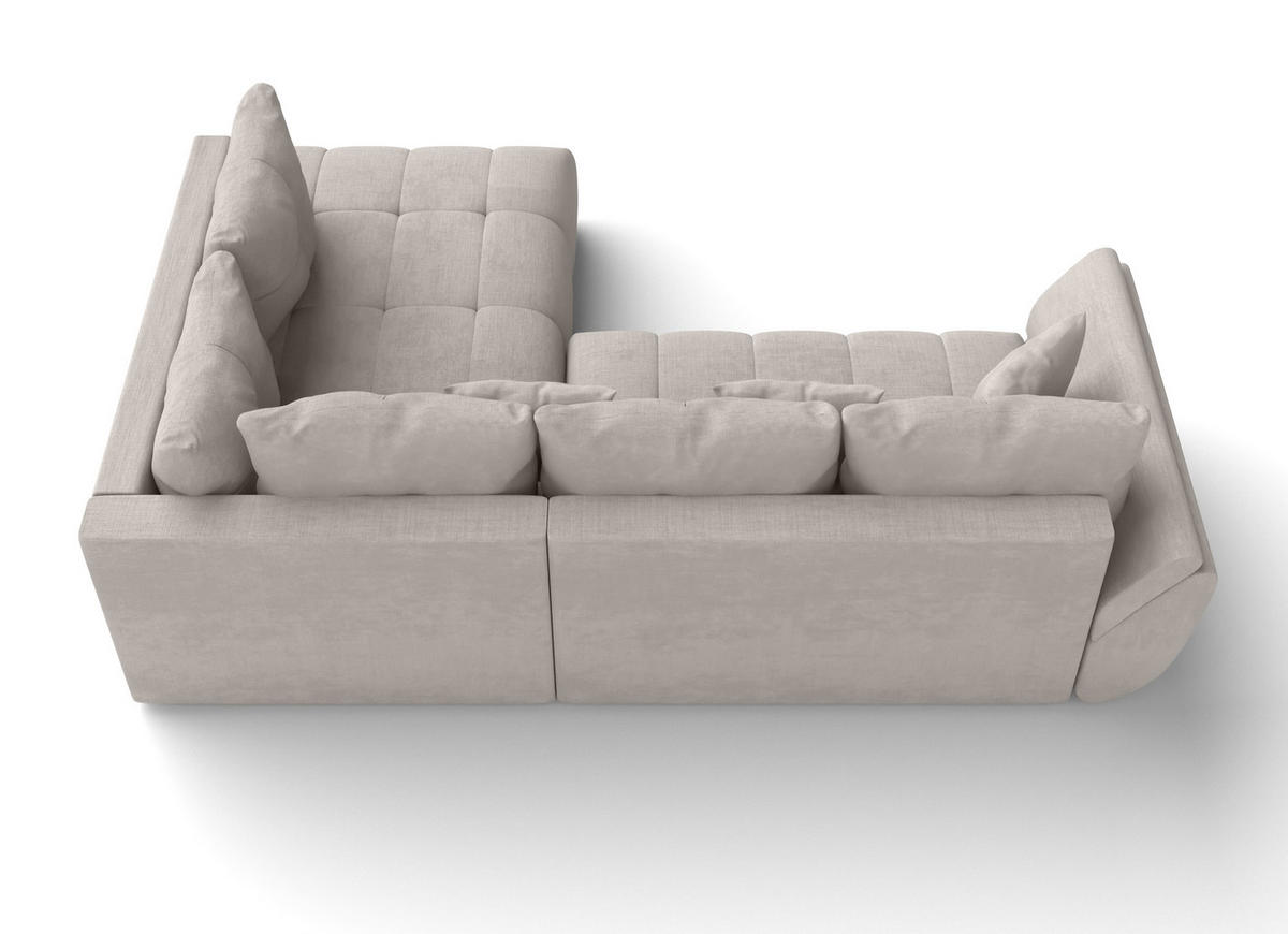 ECKSOFA L Form Kayseri Beige 266/190/86 cm – mit Bettkasten - Beige/Schwarz, Kunststoff/Textil (266/190cm) - AX Living