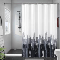 DUSCHVORHANG 180 x 200 cm Polyester halbdurchsichtig schnell trocknend wasserdicht maschinenwaschbar Badezimmer mit 12 Clips - Weiß, Textil (180/200cm) - MCBOSON