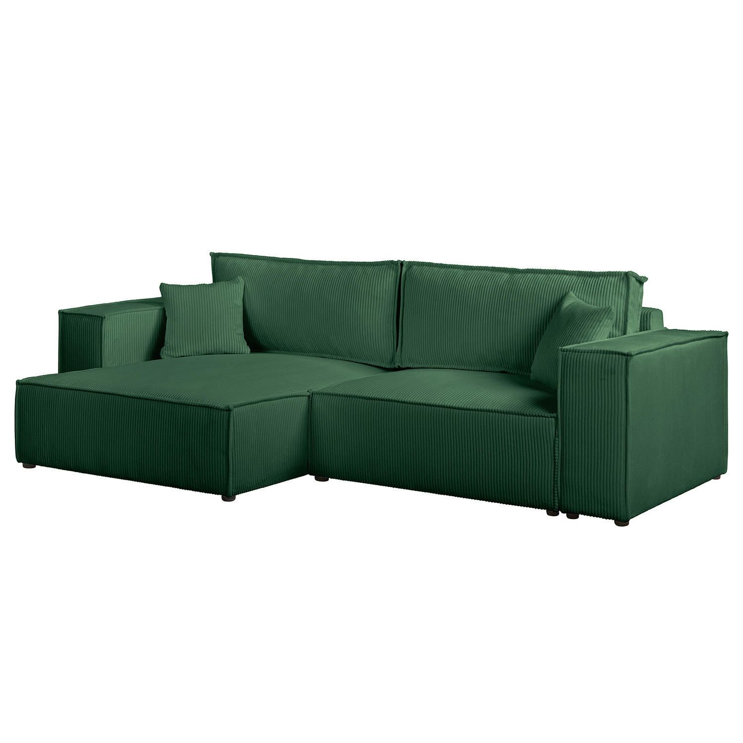 ECKSOFA mit Schlaffunktion - 255 cm - Schwarz/Grün, Kunststoff/Textil (255/148cm) - home24