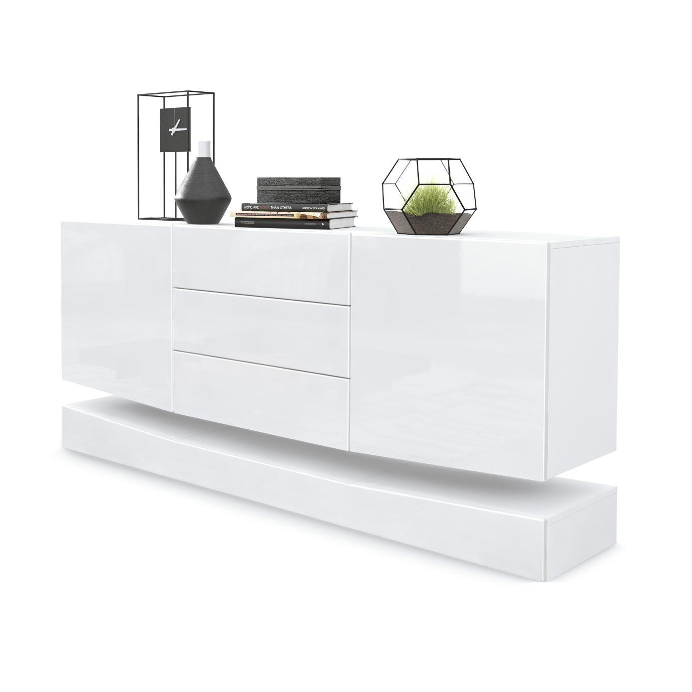 Vladon Sideboard Weiß Hochglanz 178x82x39 cm