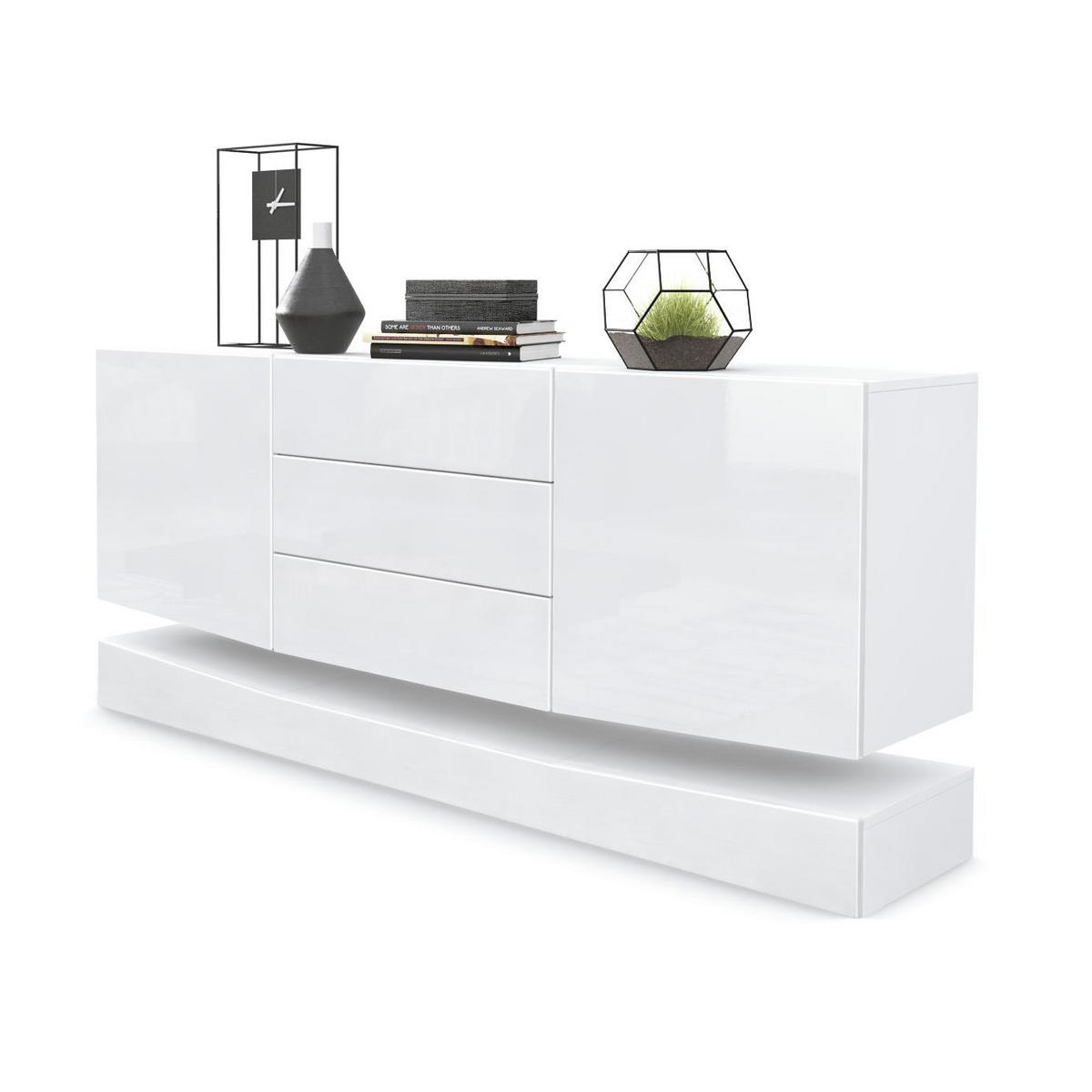 SIDEBOARD City Fronten in Weiß Hochglanz - Weiß Hochglanz, Holzwerkstoff (178/82/39cm) - Vladon