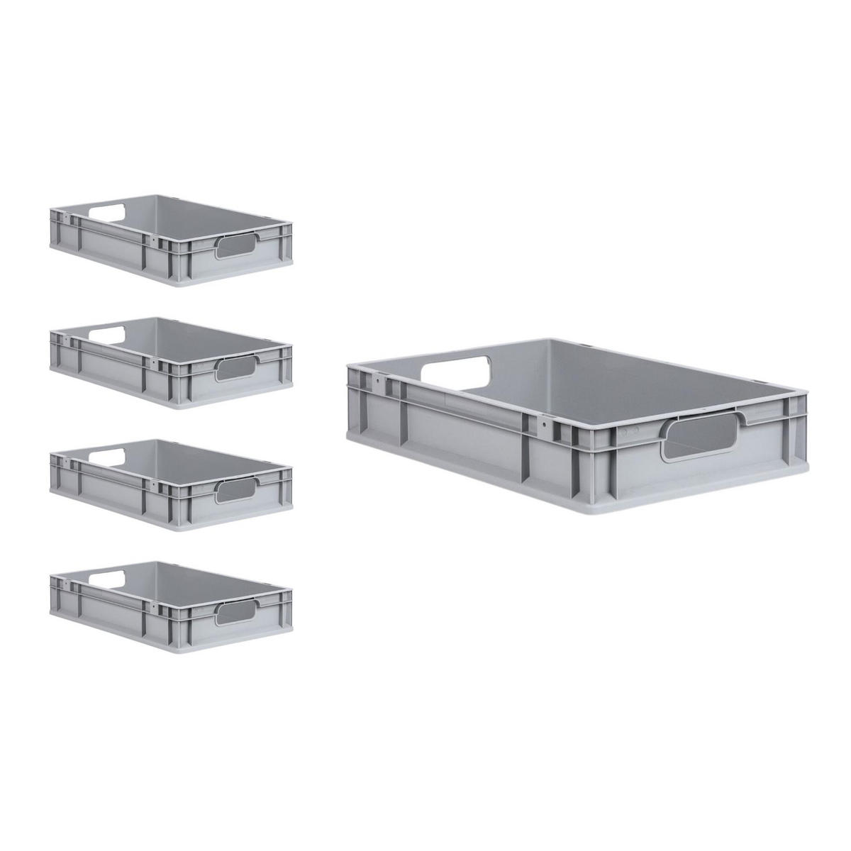 EUROBOX 5x Nextgen Economy Mit Auflagedeckel Grau/Schwarz Griffe Offen 23 Liter - Schwarz, Kunststoff (40/12/60cm) - PROREGAL