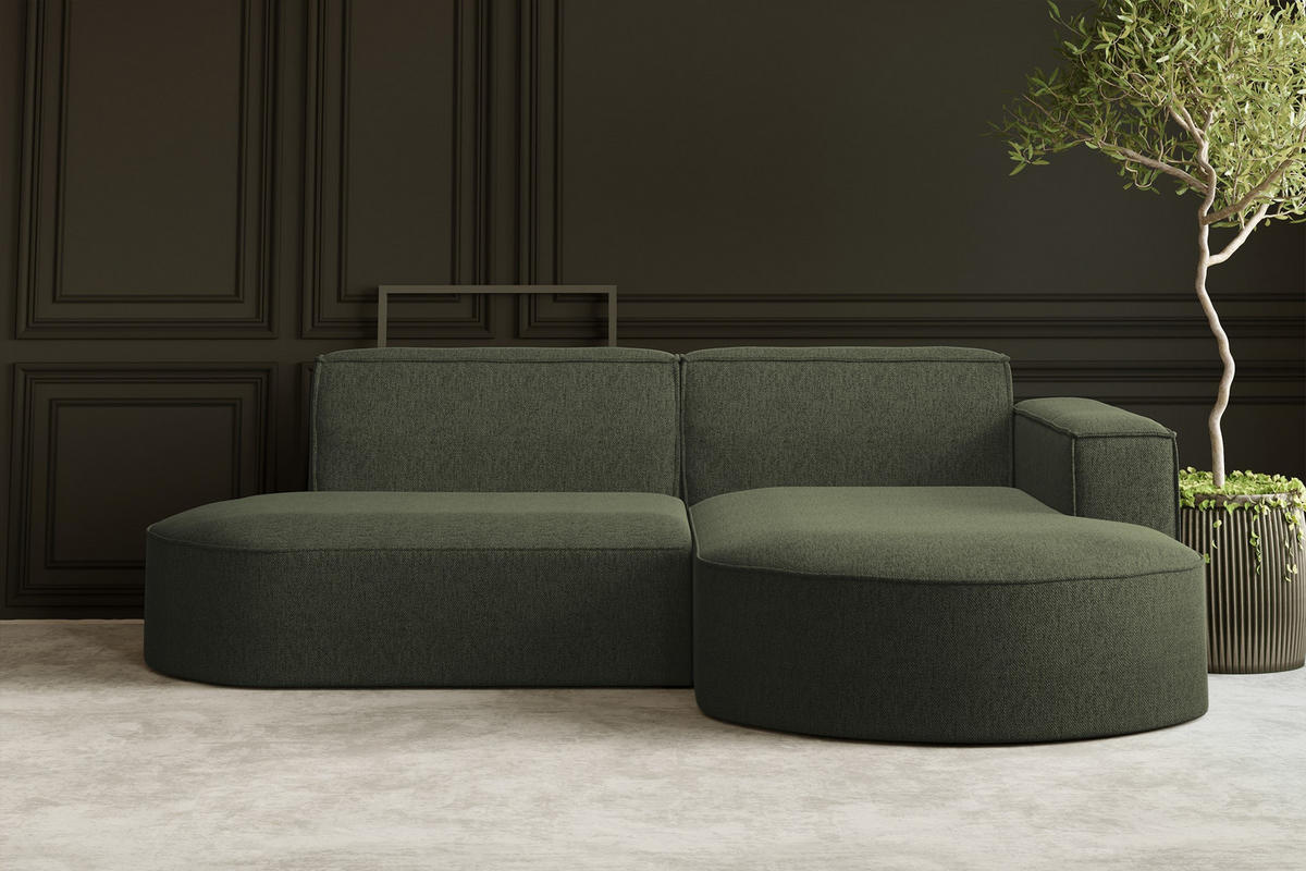 ECKSOFA MODENA L STUDIO Stoff Verita Dunkelgrün Rechts - Dunkelgrün, Holz (236/165cm) - Kaiser Möbel