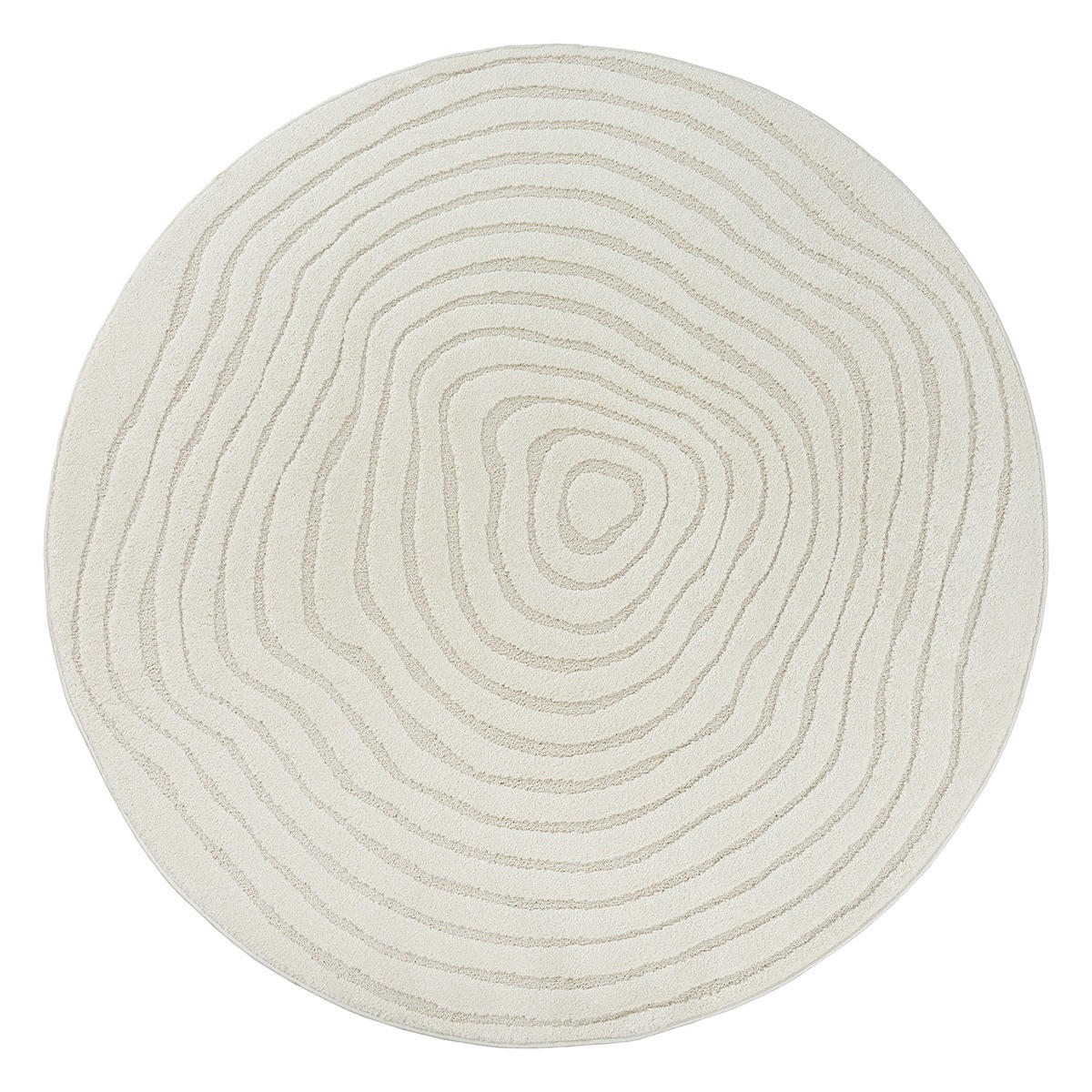 RUNDTEPPICH Streifen CETINA Polypropylen Creme 200 x 200 cm - Beige, Textil (200/200cm) - KADIMA DESIGN