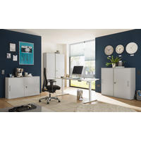 BÜROMÖBEL Shove Pronto BÜROMÖBELmöbel komplett Set 4 teilig in Grau mit elektrisch höhenverstellbaren Schreibtisch - Grau, Holzwerkstoff (120/80/200cm)