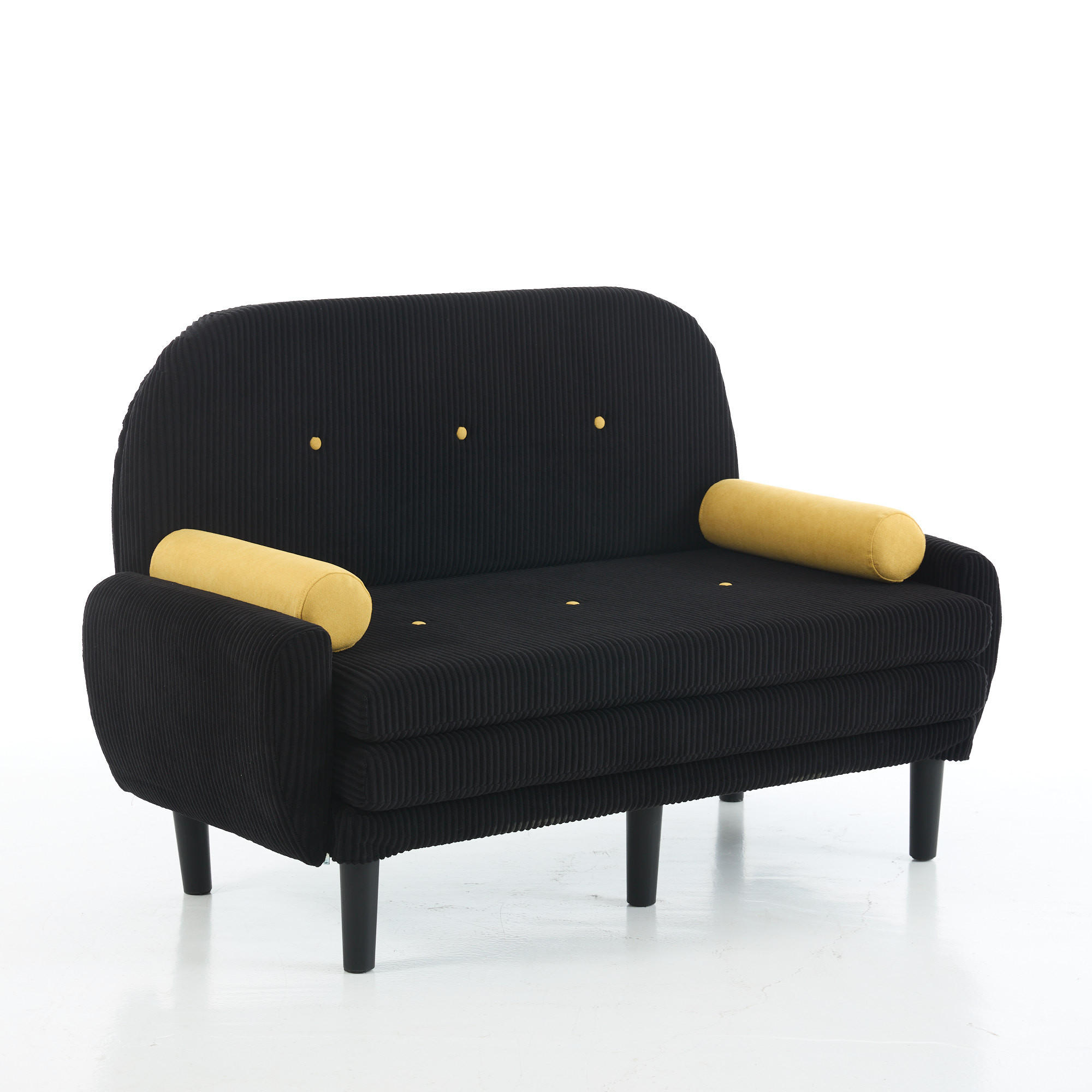 SOFA mit verstellbarer Rückenlehne Cord Schwarz inklusive 2 Kissen - Schwarz, Kunststoff (77/85/133.5cm) - Meubliv