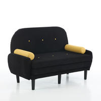 SOFA mit verstellbarer Rückenlehne Cord Schwarz inklusive 2 Kissen - Schwarz, Kunststoff (77/85/133.5cm) - Meubliv