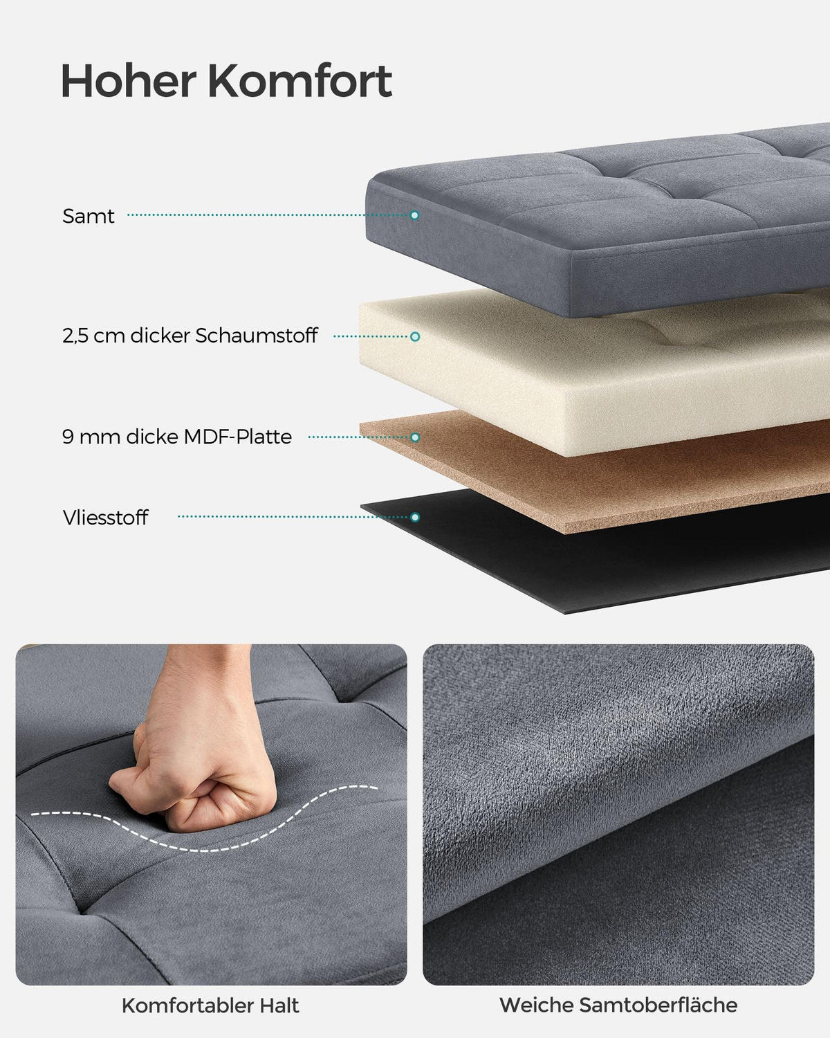 SITZBANK ROME - Grau, Holzwerkstoff (110/38/38cm) - Hansiro