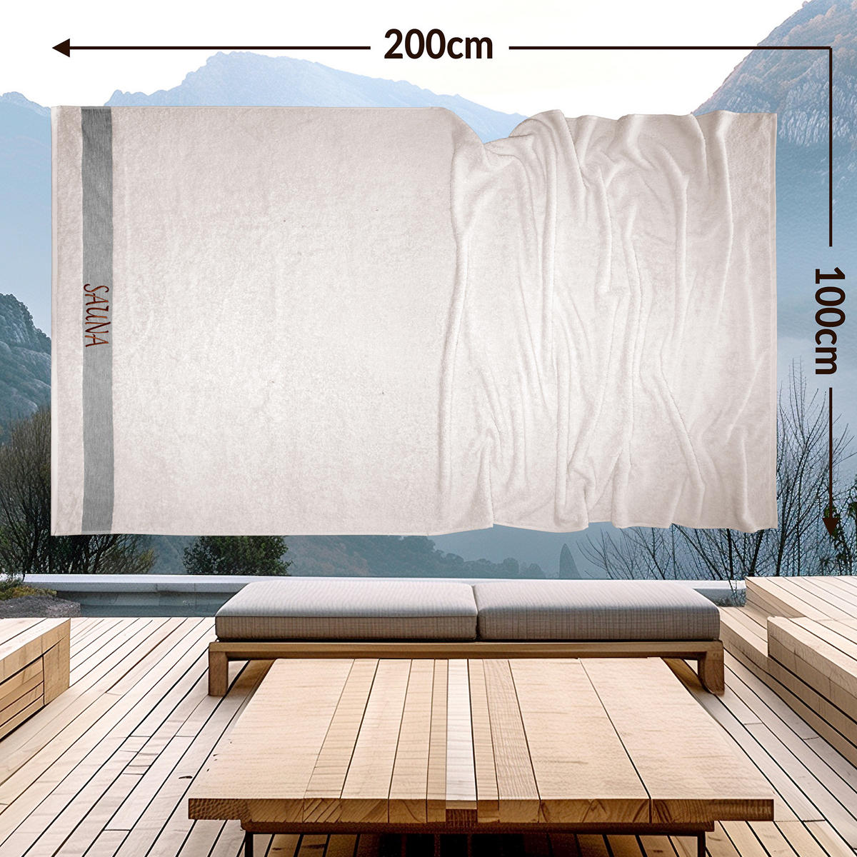 SAUNAHANDTUCH Lima Natur 100x200 cm - Naturfarben, Naturmaterialien (100/200cm) - Lashuma