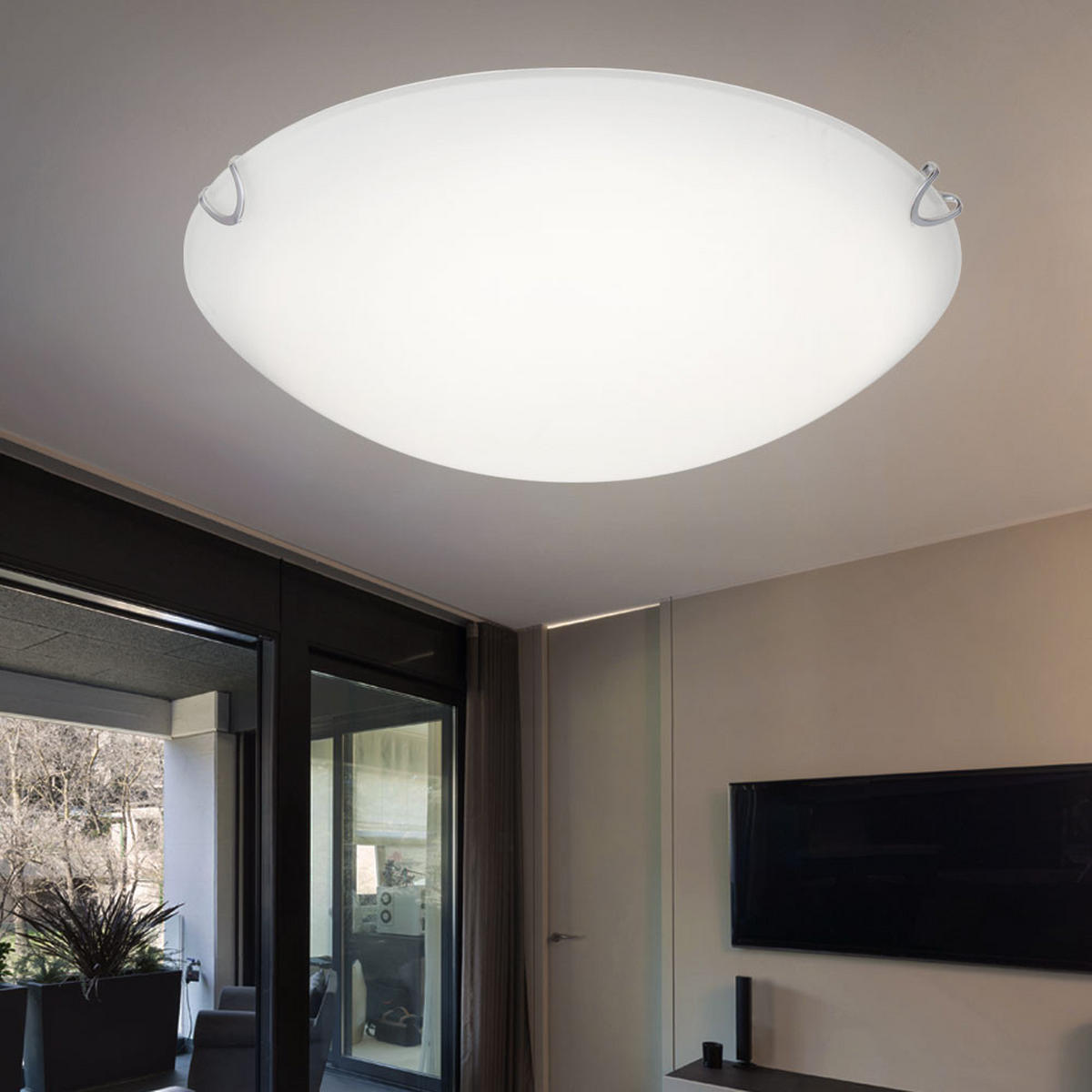 LED DECKENLEUCHTE Porak Weiß Metall - Weiß, Glas (30/30/7cm) - Globo Lighting