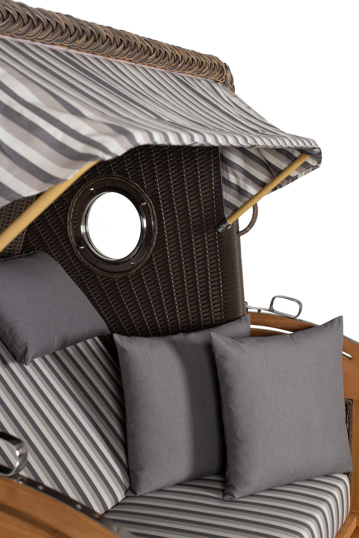 STRANDKORB XL Schillig Bullauge - Braun/Grau, Metall (142/170/95cm) - Mr. Deko