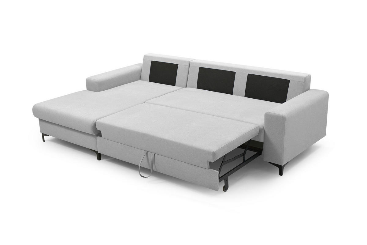 ECKSOFA AVRA L-förmig, mit Stauraumbehälter-in RINO-Stoff, Komfort & Eleganz, lose Rückenkissen, freistehend, LINKS 165x251x85 cm Grey - Grau, Holz/Textil (165/251cm) - DomoHome