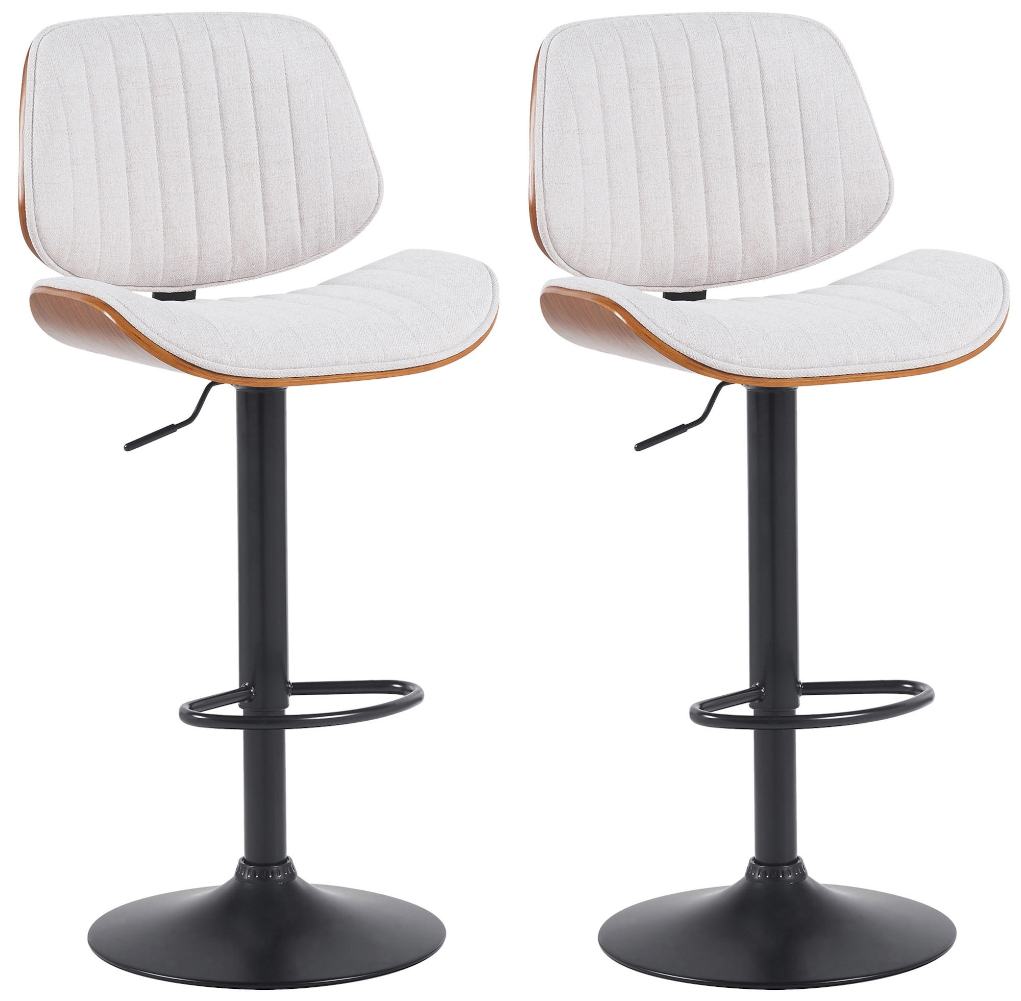 BARHOCKER 2er Set Stoff Walnuss/Creme - Walnussfarben/Creme, Textil/Metall (50/94/50cm) - CLP