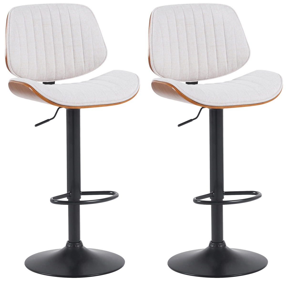 BARHOCKER 2er Set Stoff Walnuss/Creme - Walnussfarben/Creme, Textil/Metall (50/94/50cm) - CLP
