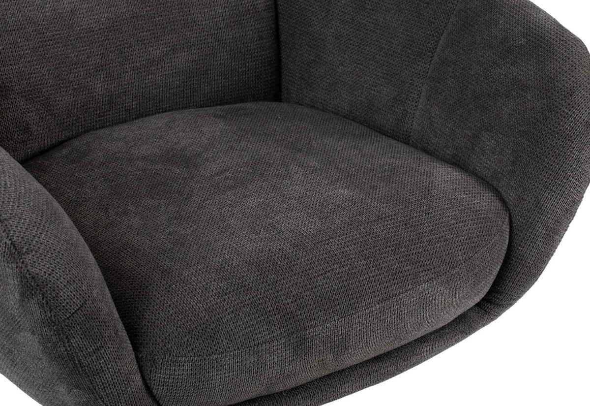 OHRENSESSEL Marconia dunkelgrau drehbar - Dunkelgrau/Schwarz, Textil/Metall (75/109/80cm) - Mr. Deko