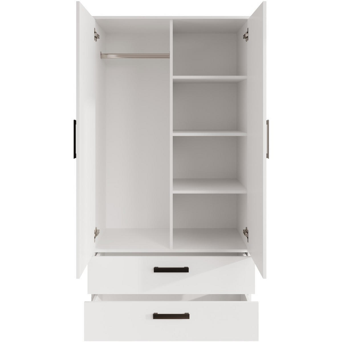 DREHTÜRENSCHRANK Trend, mit Schubladen, Weiß - Schwarz/Weiß, Holzwerkstoff (90/180/50cm) - Beautysofa