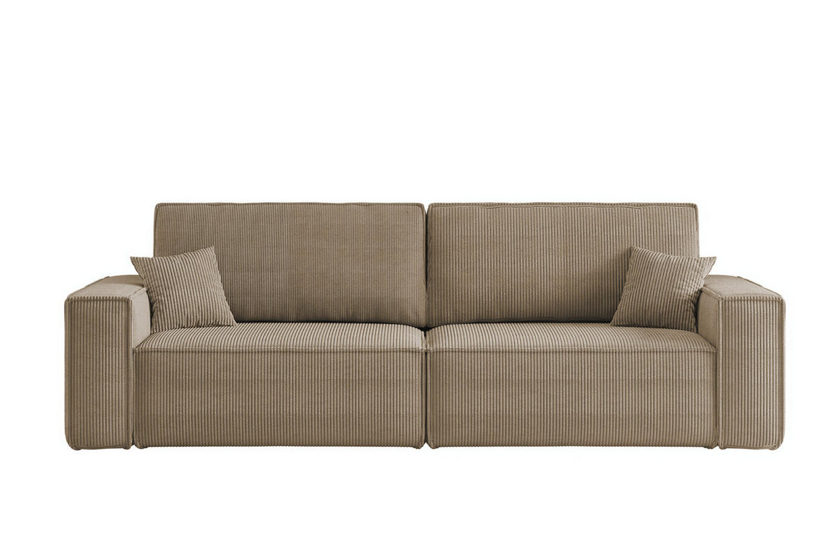 SCHLAFSOFA HUGO, Sofa mit Schlaffunktion und Bettkasten, Farbe: Hellbraun, Cordstoff - Hellbraun, Textil (244/83/98cm) - VENASI MÖBEL